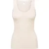 Richesse Lace Tank Top, Uld/Silke Råhvid