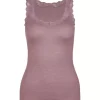 Richesse Lace Tank Top, Uld/Silke, Elderberry