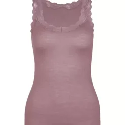 Richesse Lace Tank Top, Uld/Silke, Elderberry