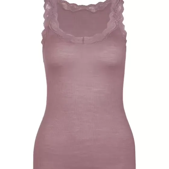 Richesse Lace Tank Top, Uld/Silke, Elderberry
