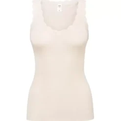 Richesse Lace Tank Top, Uld/Silke Råhvid
