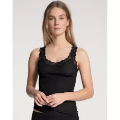 Richesse Lace Tank Top, Uld/Silke Sort