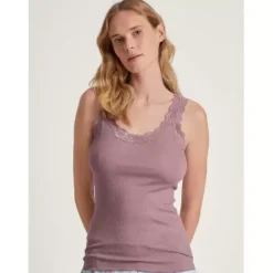 Richesse Lace Tank Top, Uld/Silke, Elderberry