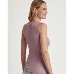 Richesse Lace Tank Top, Uld/Silke, Elderberry