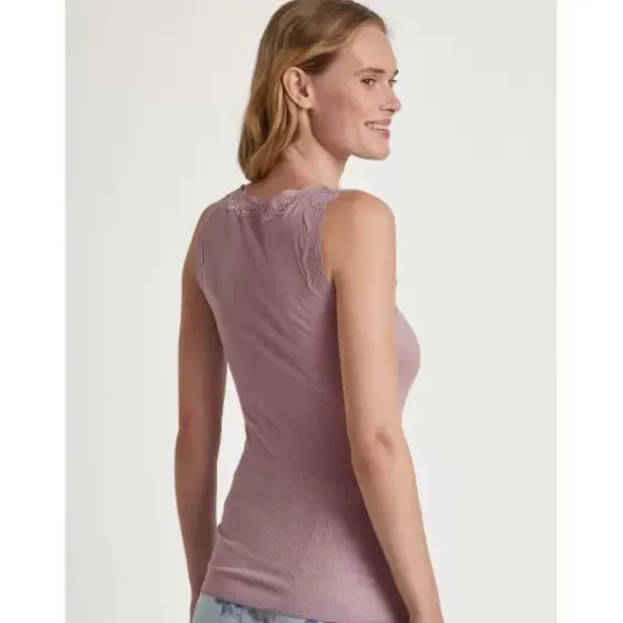 Richesse Lace Tank Top, Uld/Silke, Elderberry