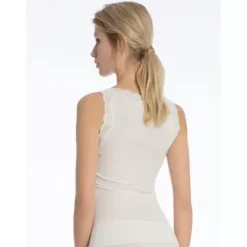 Richesse Lace Tank Top, Uld/Silke Råhvid