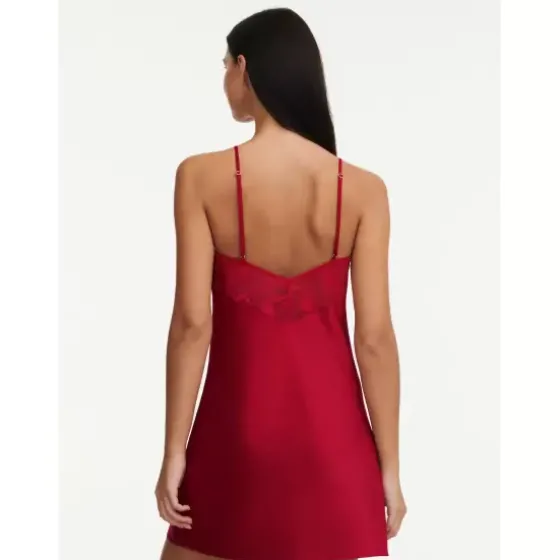 Satin Natkjole U/ærme, Passion Red