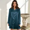 Satin Natskjorte, Dark Petrol