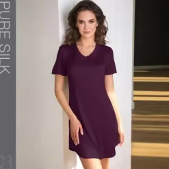 Silk Jersey Natkjole, Italian Plum