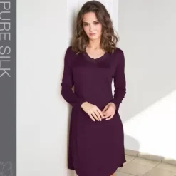 Silk Jersey Natkjole, Italian Plum