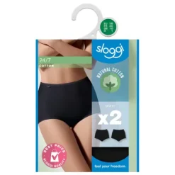 Sloggi 24/7 Bomuld Maxi 2-Pak, Sort