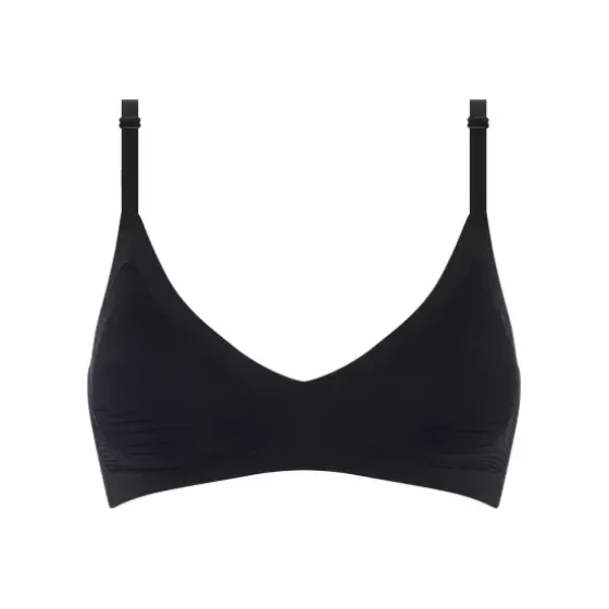 Soft Stretch Top Stribet, Sort