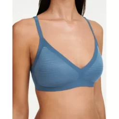 Soft Stretch Top Stribet, Jeans Blue