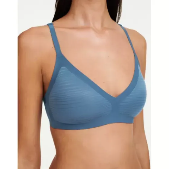 Soft Stretch Top Stribet, Jeans Blue