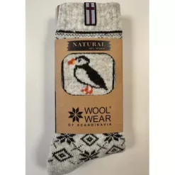 Uldstrømpe Puffin, Sort/Råhvid
